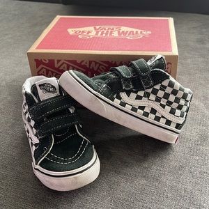 VANS…Dark green checkered high top sneakers